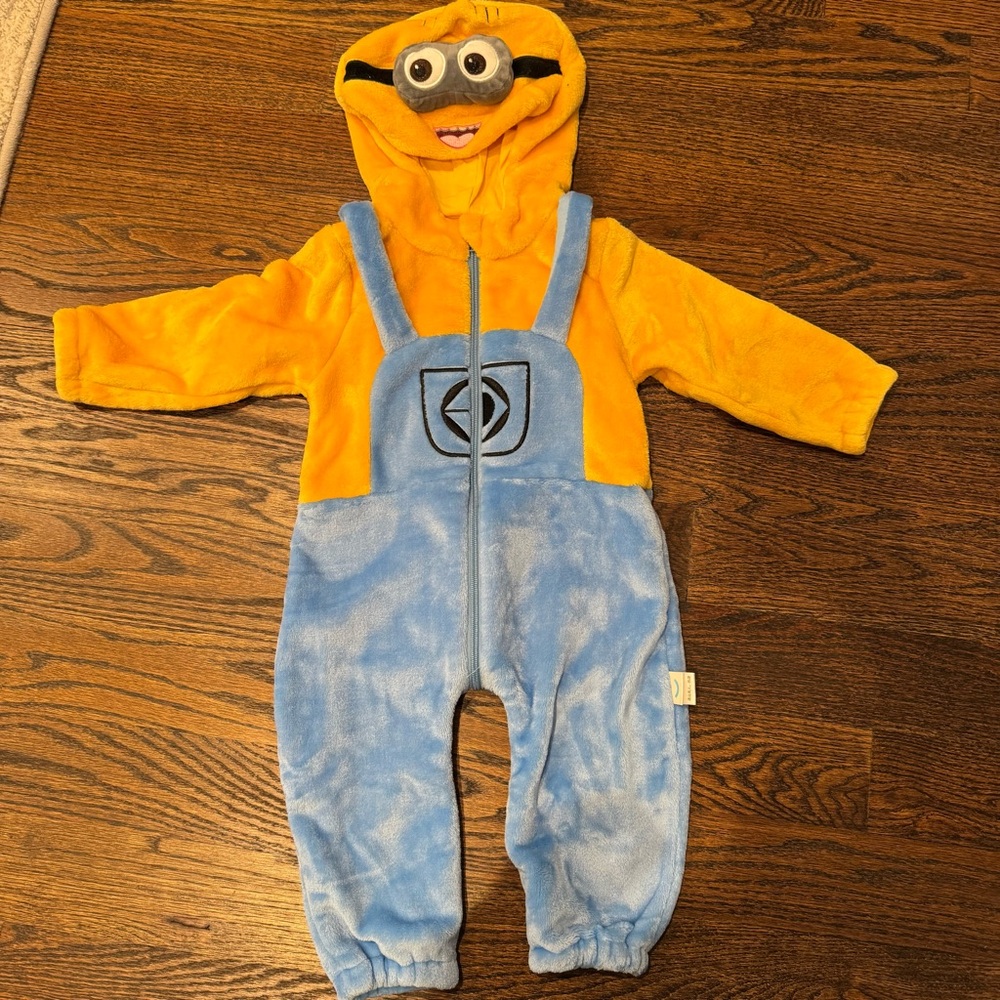 Yellow and Blue Minion-Inspired Hooded Kids Costume